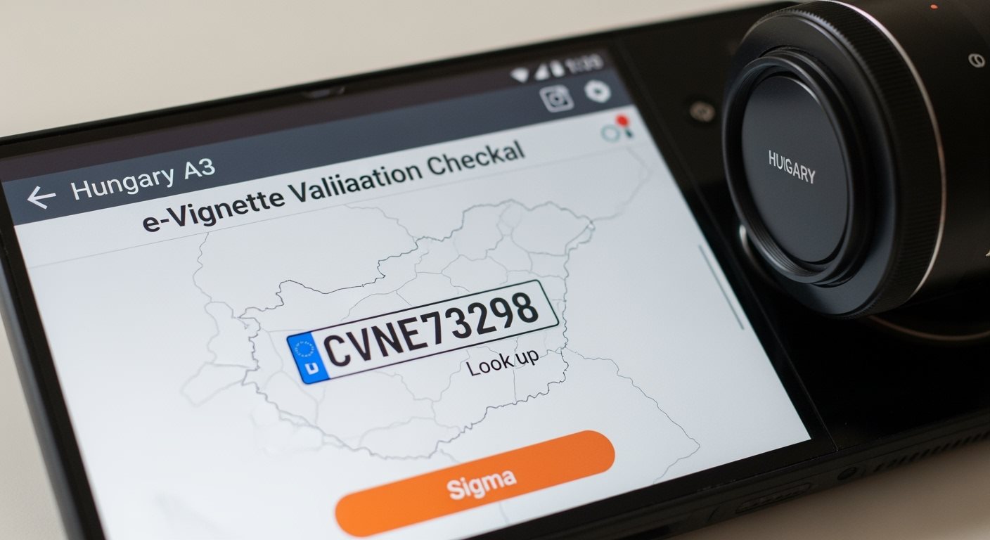 Digital device showing Hungary e-vignette validation