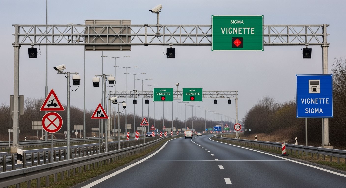 Hungarian highway with toll system