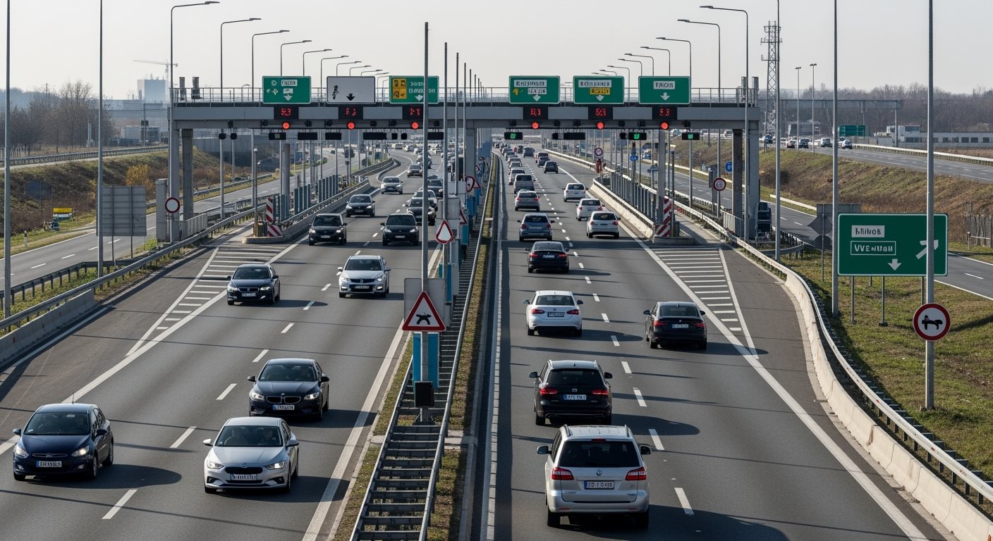 Modern highway in Hungary where digital vignette system is enforced