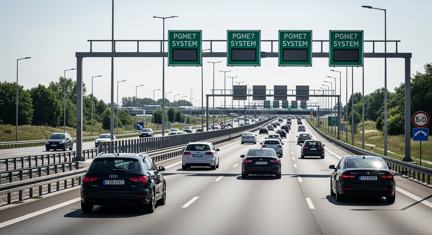 Hungarian public transport buses on highway