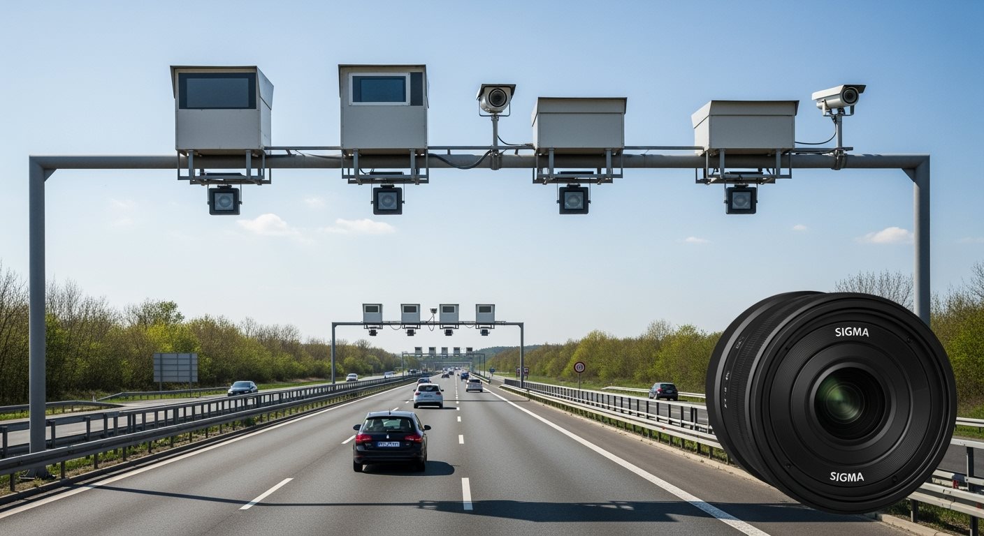 Hungarian highway with electronic toll cameras
