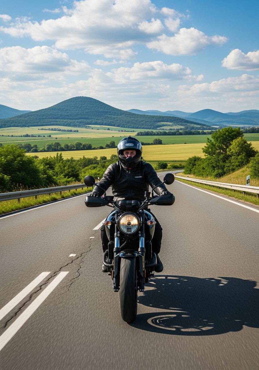 Motorcycle on Hungarian highway