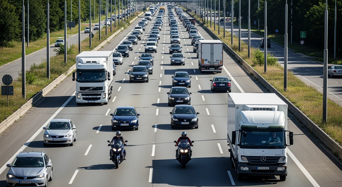 Various vehicle categories on Hungarian highway