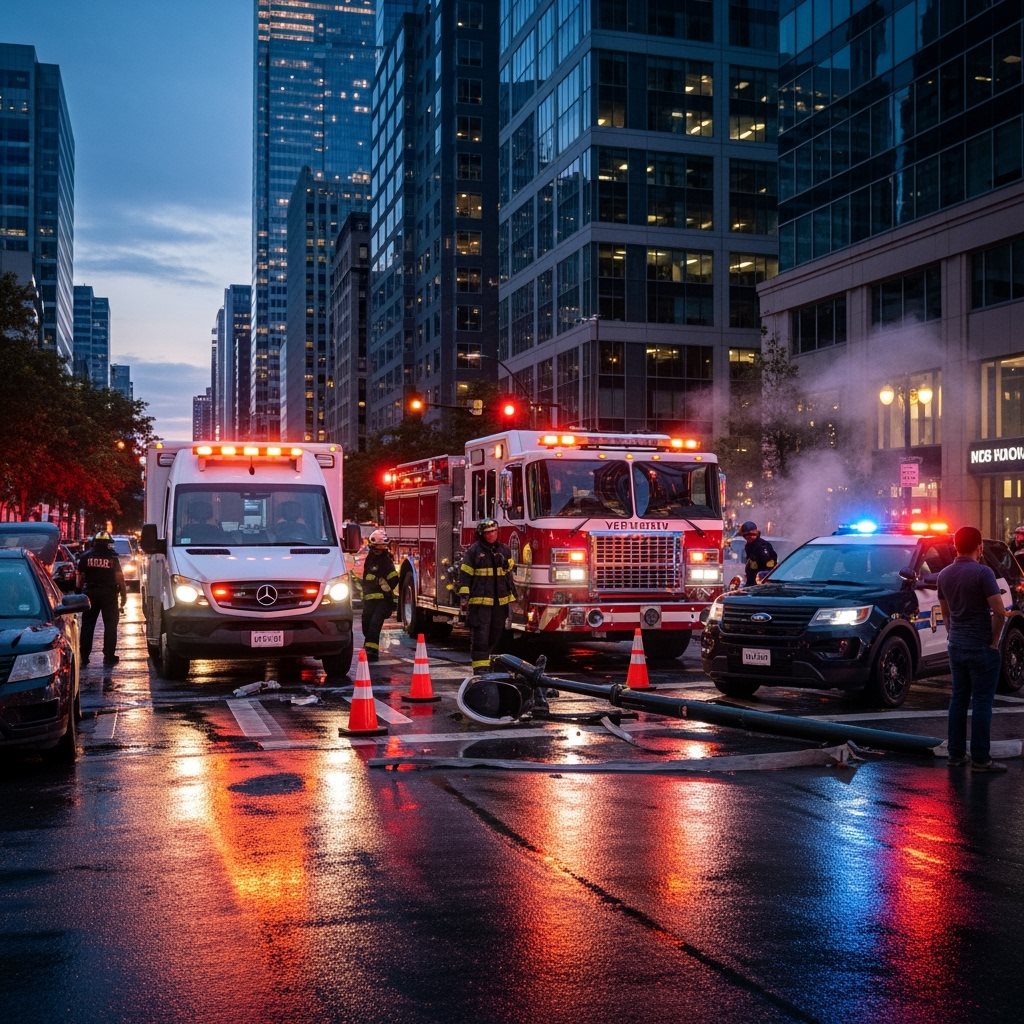 Hungarian emergency vehicles - ambulance, fire truck, police